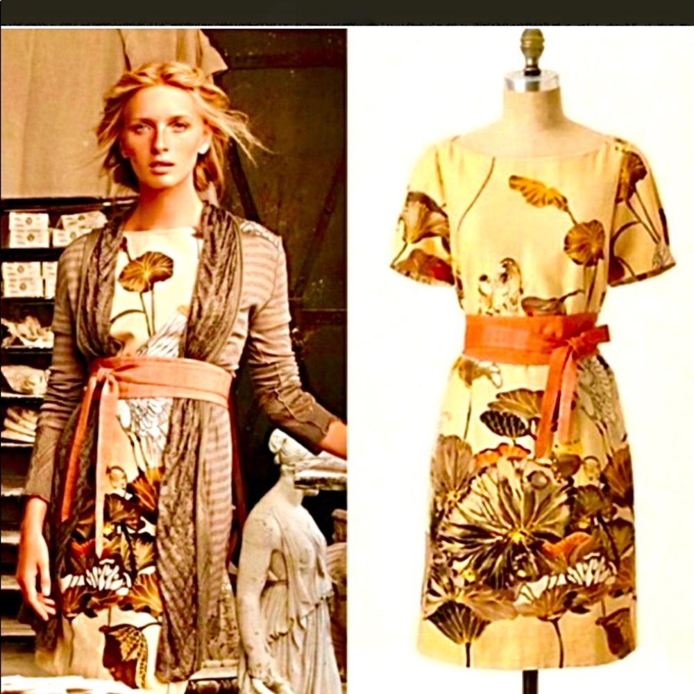 Anthropologie Floreat bird print shift dress